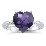 0.70 Cts of 6 mm AAA Heart Amethyst Scroll Ring in 14K White Gold