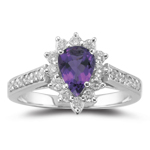 0.44 Ct Diamond & 0.65 Cts Amethyst Ring in 18K White Gold