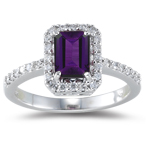 0.26 Ct Diamond & 1.00 Ct Amethyst Ring in 18K White Gold