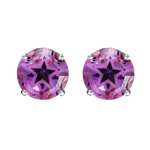 9 mm AA Texas Star Amethyst Stud Earrings in 14K White Gold