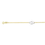 Adjustable Open Heart Anklet in 14K Two Tone Gold