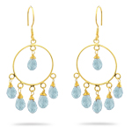 18K Gold Aquamarine Briolette (7.25 Cts) Circle Earrings