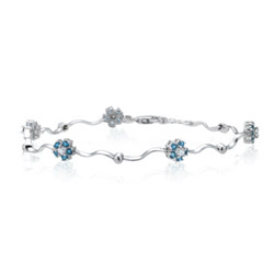 0.05 Cts Diamond & 0.80 Cts Aquamarine Bracelet in 14K White Gold