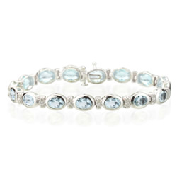 0.32 Cts Diamond & 12.00 Cts Aquamarine Bracelet in 14K White Gold