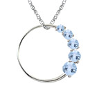 0.45 Cts AA Round Aquamarine Journey Circle Pendant in 14K White Gold