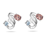 1.60 Ct Pink Tourmaline & 0.34 Ct Aquamarine Earrings -14K White Gold