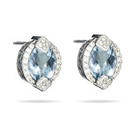 0.72 Cts Diamond & 3.81-4.10 Ct AA Oval Aquamarine Earrings in 14KW Gold