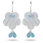 4.30 Cts  AA Briolette Aquamarine Earrings in Sterling Silver