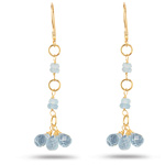 4.25+ Cts Aquamarine Briolette Earrings in 18K Yellow Gold