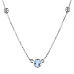 0.10 Cts Diamond & 0.41 Cts Aquamarine Necklace in 18K White Gold