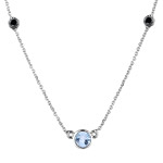0.11 Cts Black Diamond & 0.41 Cts Aquamarine Necklace - 18K White Gold