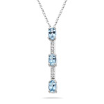 0.16 Cts Diamond and 1.38 Cts Aquamarine Pendant in 14K White Gold