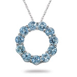  1.88 Cts Aquamarine Circle Pendant in 14K White Gold