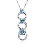 0.06 Ct Diamond & 0.70 Ct Aquamarine Pendant in 14K White Gold