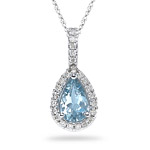 0.18 Ct Diamond & 0.70 Ct Aquamarine Pendant in 14K White Gold