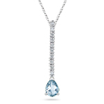 0.10 Ct Diamond & 0.60 Cts Aquamarine Drop Pendant in 18K White Gold