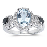 1/2 Ct Diamond & 1.54 Cts AA Aquamarine Ring in 14K White Gold