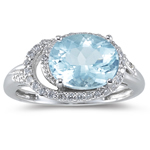 1/4 Cts Diamond & 2.44 Cts AA Aquamarine Ring in 14K White Gold