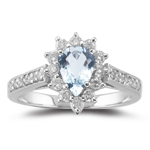 0.44 Ct Diamond & 0.60 Cts Aquamarine Ring in 18K White Gold