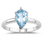 0.60 Cts Aquamarine Solitaire Ring in 14K White Gold