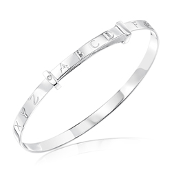 Baby Gift - Silver Alphabet Baby Bangle with Diamond