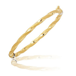 Shinny & Textured Rope Prince-Princess Children's Bangle in 14KY Gold