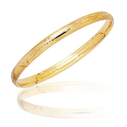 Textured Prince & Princess Children's Paisley Bangle - 14K Yellow Gold