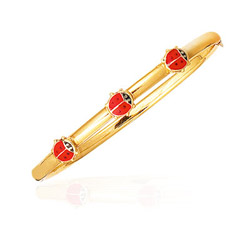 Princess Childrens Lady Bug Bangle in 14K Yellow Gold
