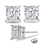 1.50 Cts of 5 mm I3 quality Princess Diamond Stud Earrings in 18K White Gold