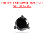 2.00 Cts of 6.20-8.61 mm EGL USA Certified AA Round Black Diamond Men's Stud Earrings in 14K Blackened White Gold