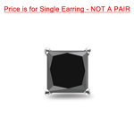 3/4 Ct of 4.40-4.61 mm AAA Princess Black Diamond Men's Single Stud-14KW Gold