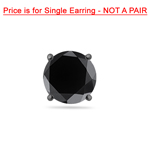 1/2 Cts of 4.89-4.93 mm Round AA Black Diamond Mens Stud Earring in 14K Blackened White Gold