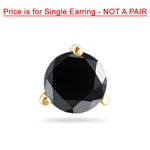 1/2 Cts of 4.89-4.93 mm Round AA Black Diamond Mens Stud Earring in 14K Yellow Gold