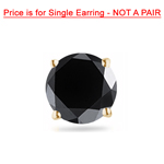 1/4 Cts of 3.00-3.50 mm AAA Round Black Diamond Men's Single Stud Earring in 14KY Gold