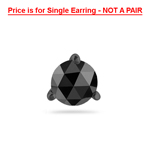 3/4 Cts of 5.40-6.00 mm AA Round Rose cut Black Diamond Men's Stud Earrings in 14K Blackened White Gold
