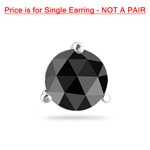 3/8 Cts of 4.40-5.40 mm Black Diamond Mens Stud Earring in 18K White Gold