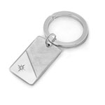 Diamond Accent Key Ring in Stainless Steel with 23K Gold & Rhodium Electroplate