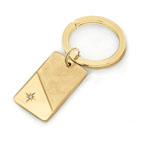 Diamond Accent Key Ring in Stainless Steel with 23K Gold & Rhodium Electroplate
