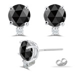 6/7 Cts Black & White Diamond Earrings in 14K White Gold