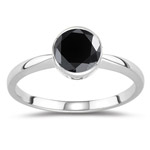 0.46-0.56 Cts of 4.5 mm AAA Round Black Diamond Solitaire Ring in 14K White Gold
