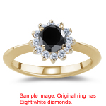 0.53-0.58 Cts Black & White Diamond Cluster Ring in 14K Yellow Gold