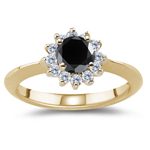 2.75-3.28 Cts Black & White Diamond Cluster Ring in 18K Yellow Gold