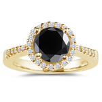 2.62-3.15 Cts Black & White Diamond Ring in 18K Yellow Gold
