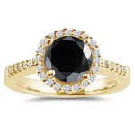 2.62-3.15 Cts Black & White Diamond Ring in 14K Yellow Gold
