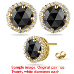 3.34-4.02 Cts Black & White Diamond Stud Earrings in 18K Yellow Gold