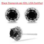 2.90 Cts Black & White Diamond Earrings in 18K White Gold