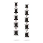 2.60 Cts Black Diamond Five Stone Journey Dangle Earrings in 14KW Gold