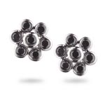 1.70 Cts Black Diamond Flower Earrings in 14K White Gold