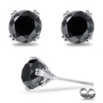 3.99-4.06 Ct EGL USA Certified 7.00 mm AA Round Black Diamond Studs-18KW