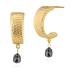 1.85 Cts Black Diamond Briolette Earring in 18K Yellow Gold
